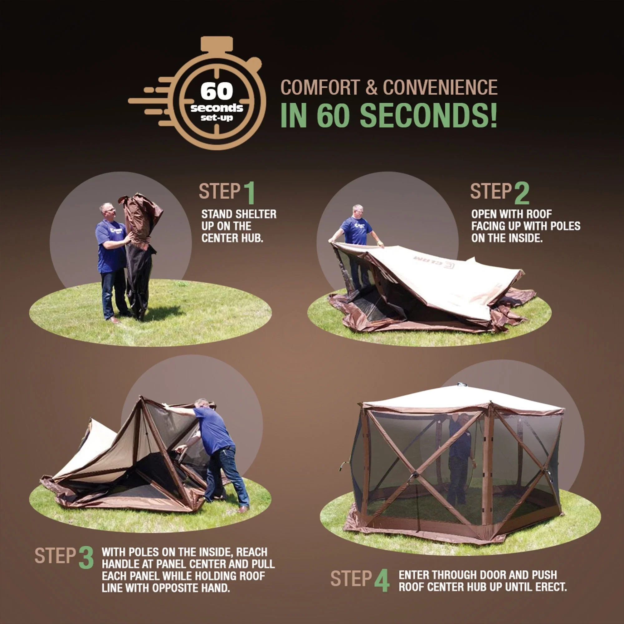 CLAM Quick-Set Pavilion 12.5 x 12.5' Portable Outdoor Canopy Shelter, Green - Image 45
