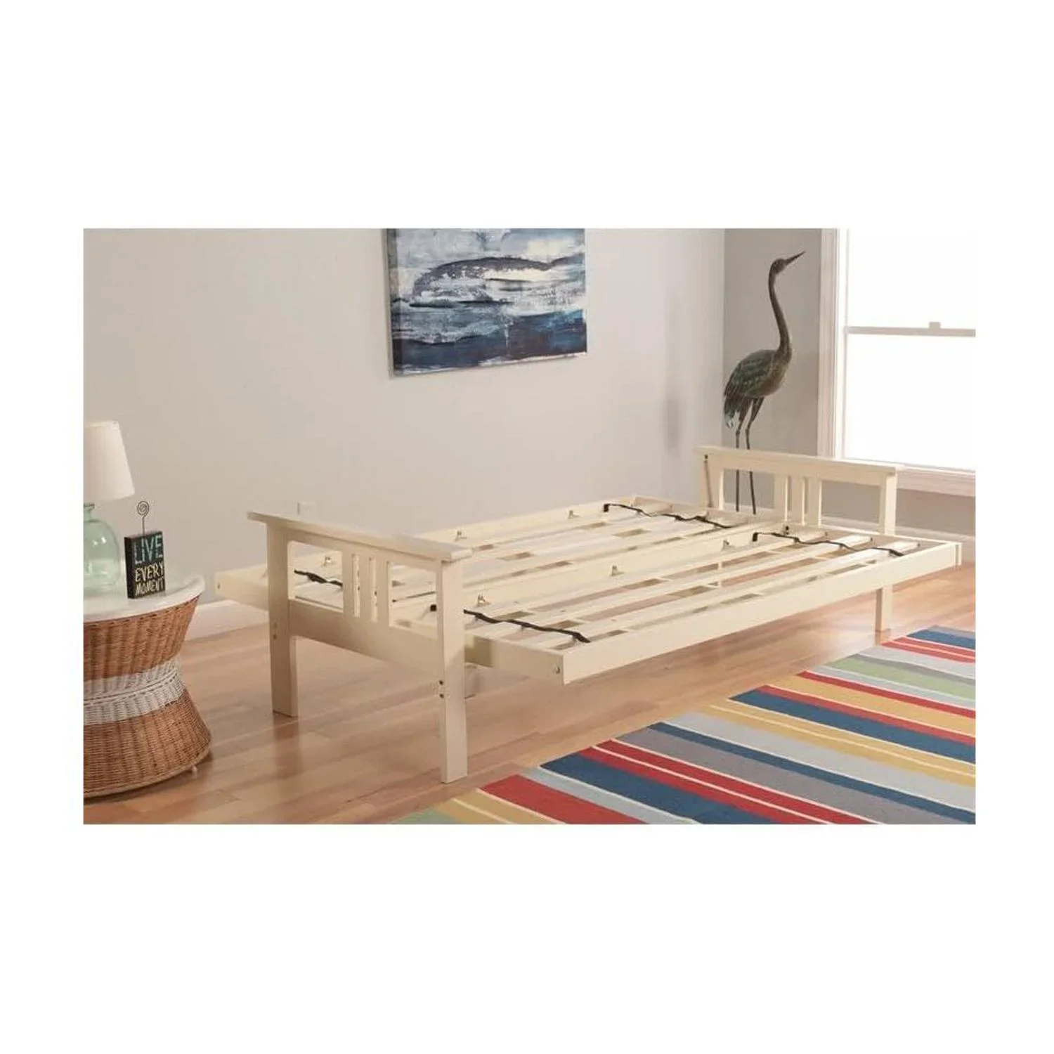 Homestock African Artifacts Full Size Futon Frame Set with Mattress, Easily Converts to Bed, Versatile Design Futon Frame for All Spaces, 33"H x 79"L x 37"D-Color:Linen Charcoal,Size:Barbados - Image 110