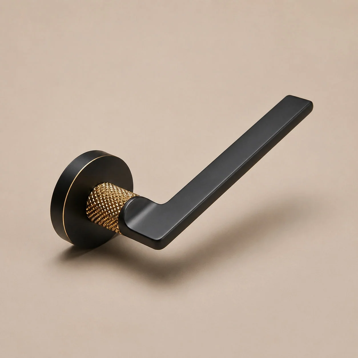 Stylish Ergonomic Brass Door Handle Set in Matte Black Finish - Image 4