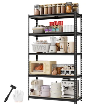 WORKPRO 5-Tier Adjustable Metal Shelving Unit, 35.4"Wx11.8"Dx72"H, Black