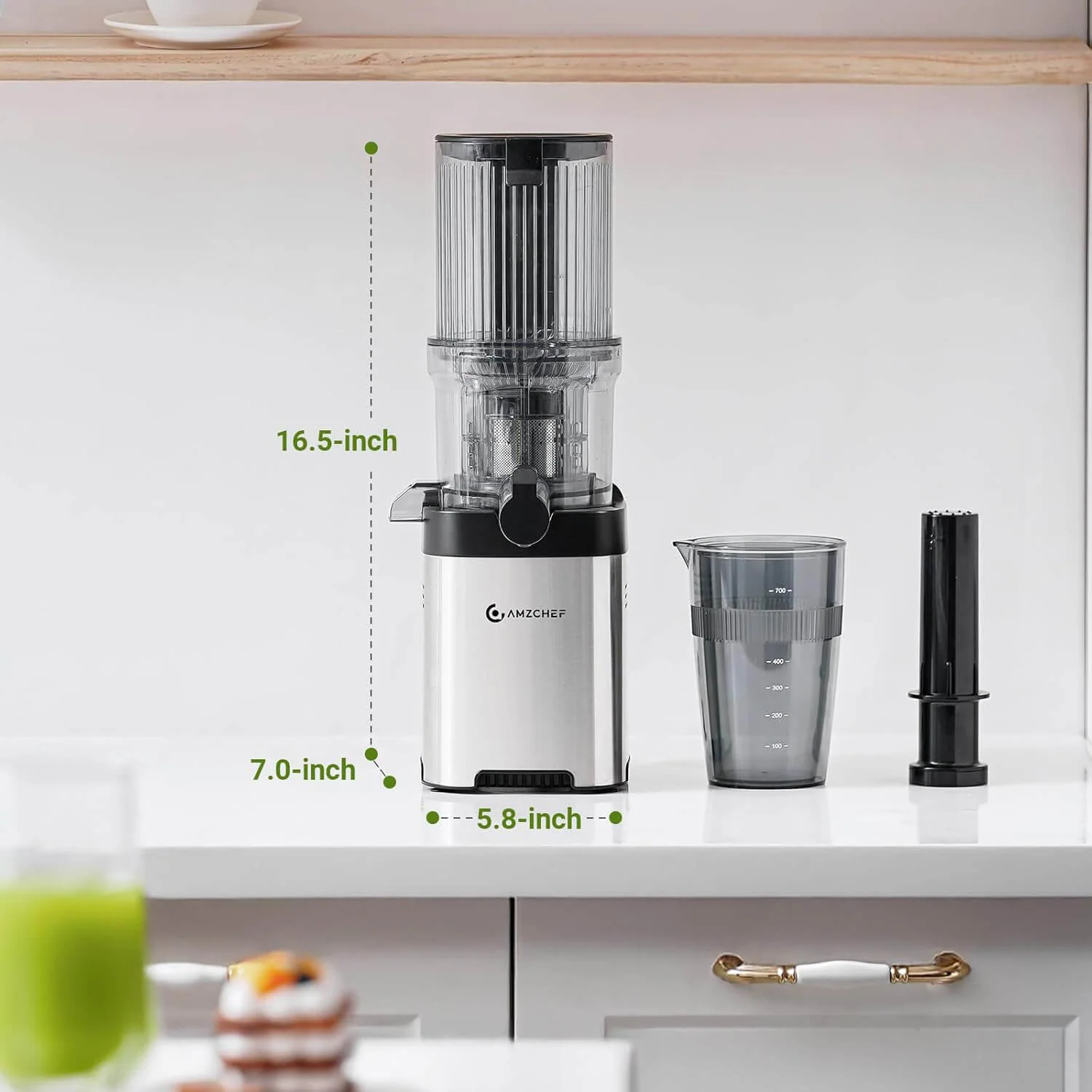 AMZCHEF Cold Press Juicer Machine with Large Feed Chute 4