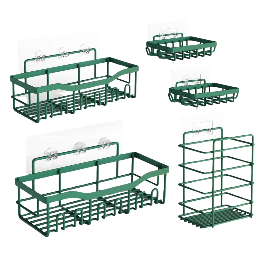 Stainless Steel Wall Caddy Set – 5-Pack for Bathroom and Kitchen - Image 7