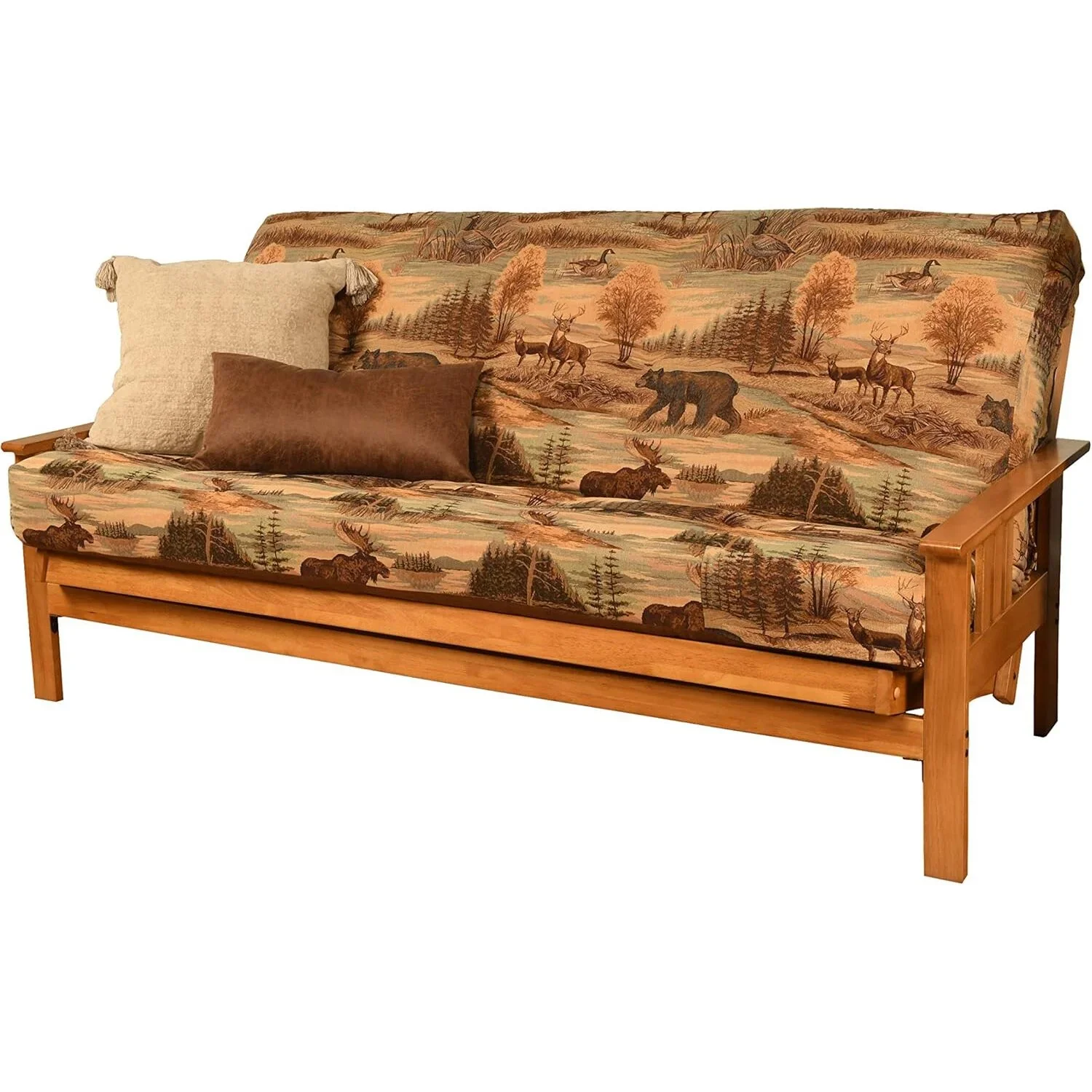 Homestock African Artifacts Full Size Futon Frame Set with Mattress, Easily Converts to Bed, Versatile Design Futon Frame for All Spaces, 33"H x 79"L x 37"D-Color:Linen Charcoal,Size:Barbados - Image 137