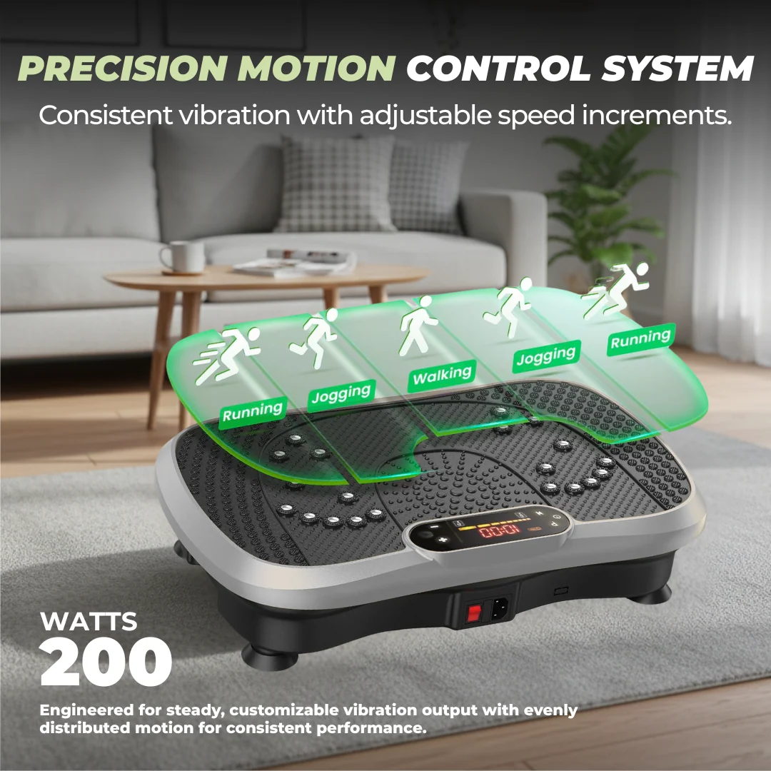Compact Vibration Plate Fitness Platform with LED Display and Bluetooth Speaker