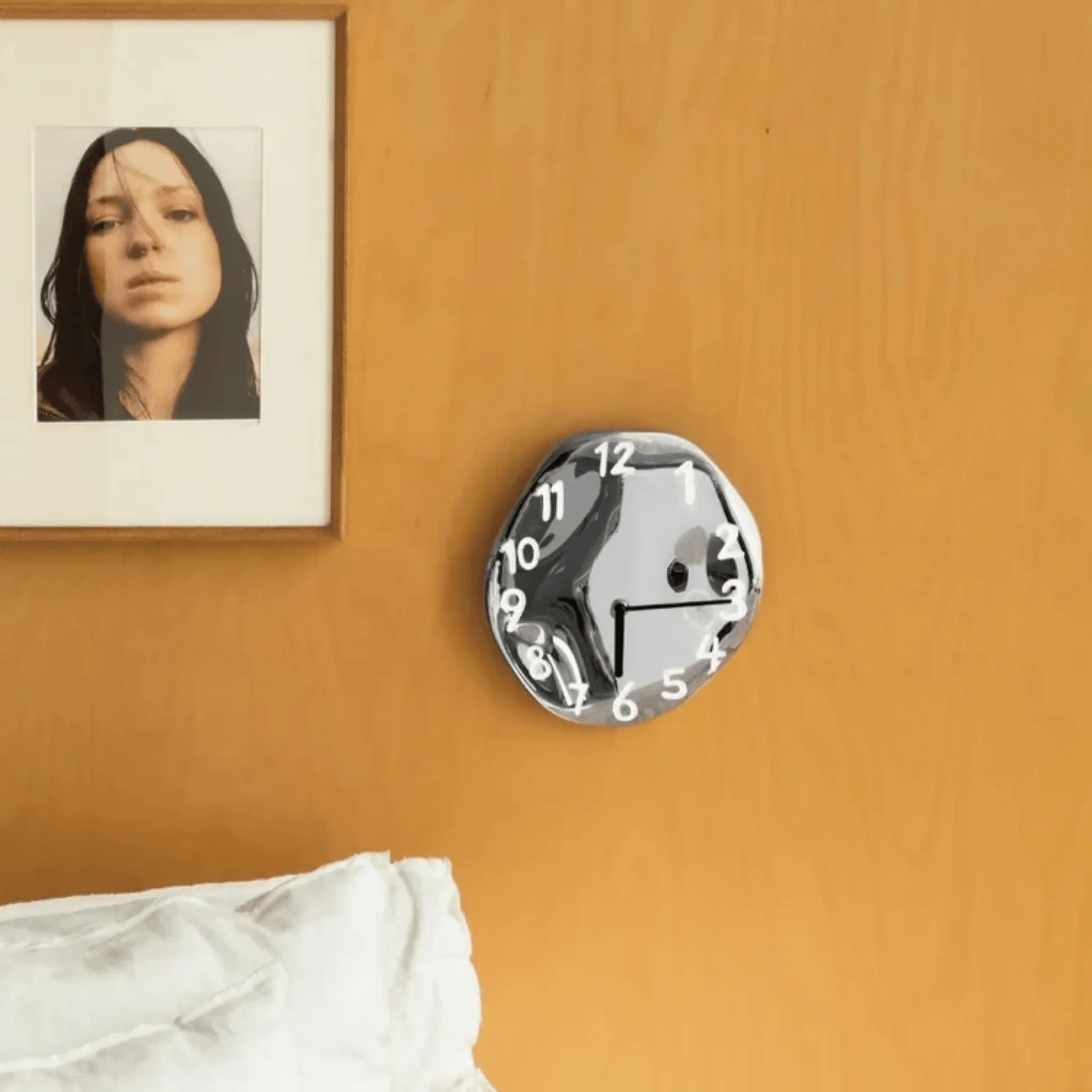 Elegant Ceramic Wall Clock with Polished Chrome Details - Image 2