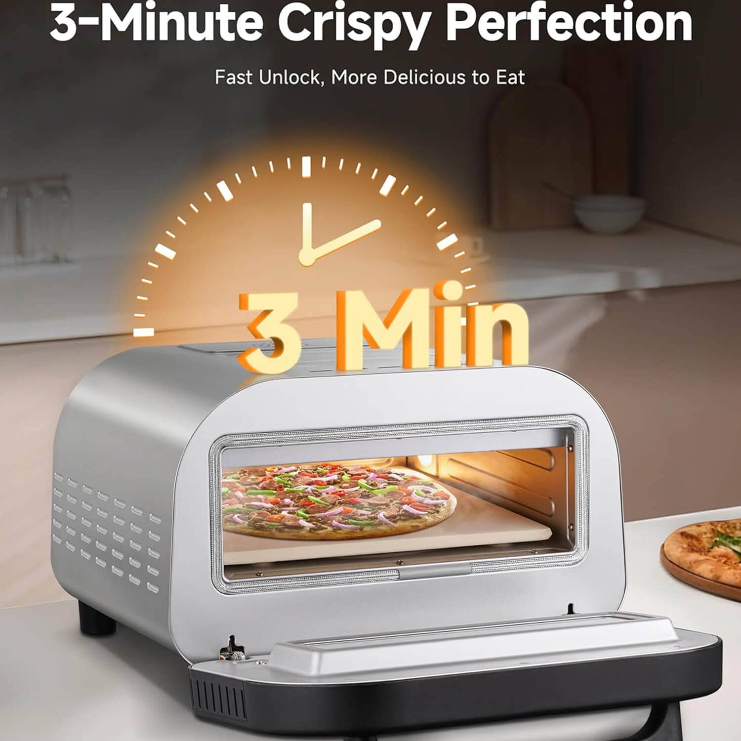 AMZCHEF Pizza Oven Heats up to 840°F Makes 12 Inch Pizzas Stainless Steel 4