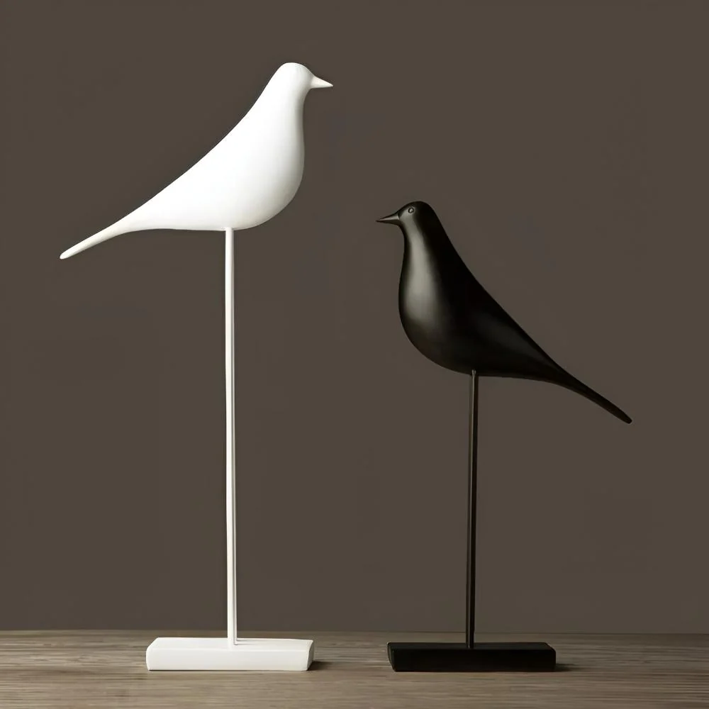 Bird Figurine Minimalist Glossy Ceramic