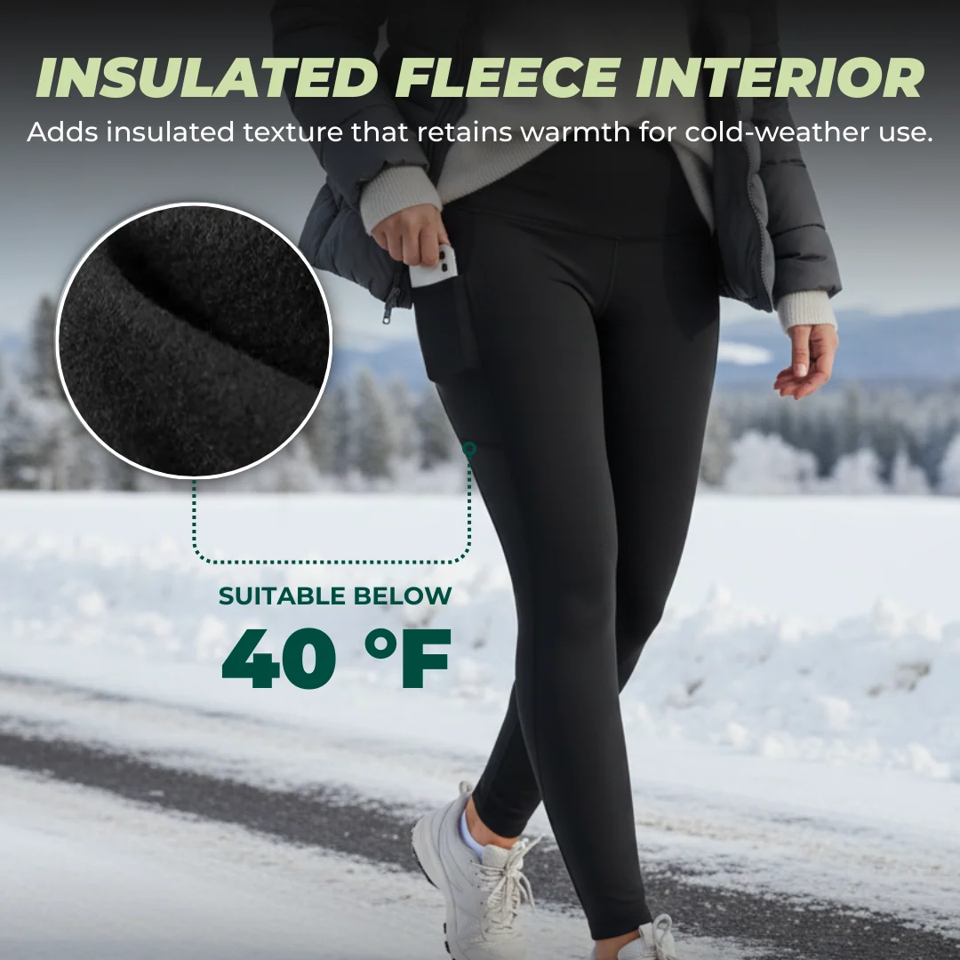 Women’s Fleece Lined Winter Leggings with Pockets and High Waist