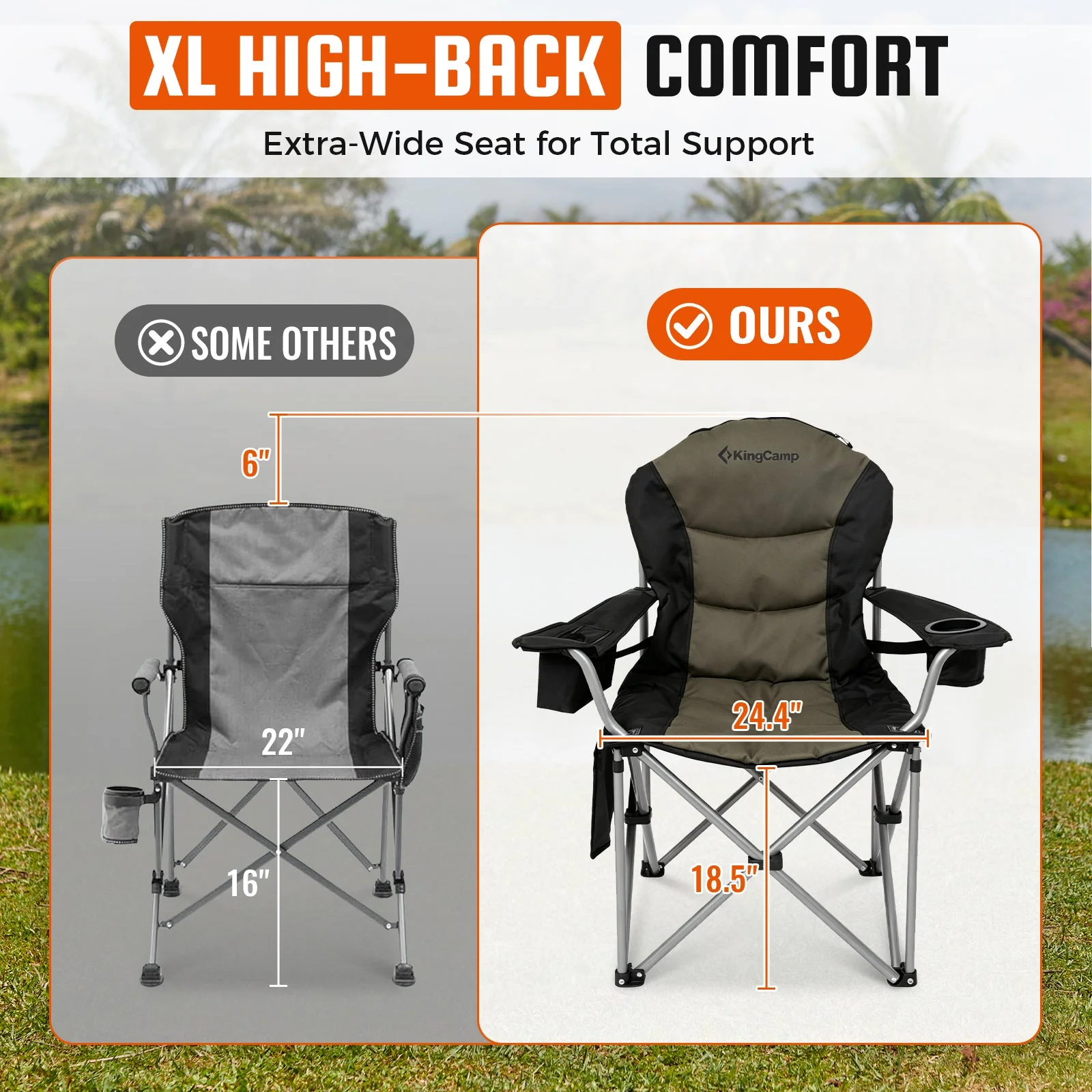 KingCamp Lumbar Support Oversized Camping Chair - Image 71