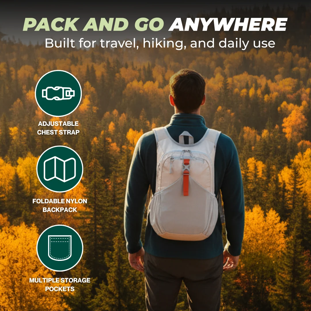 Compact Foldable Hiking Backpack for Travel, Commute, and Camping