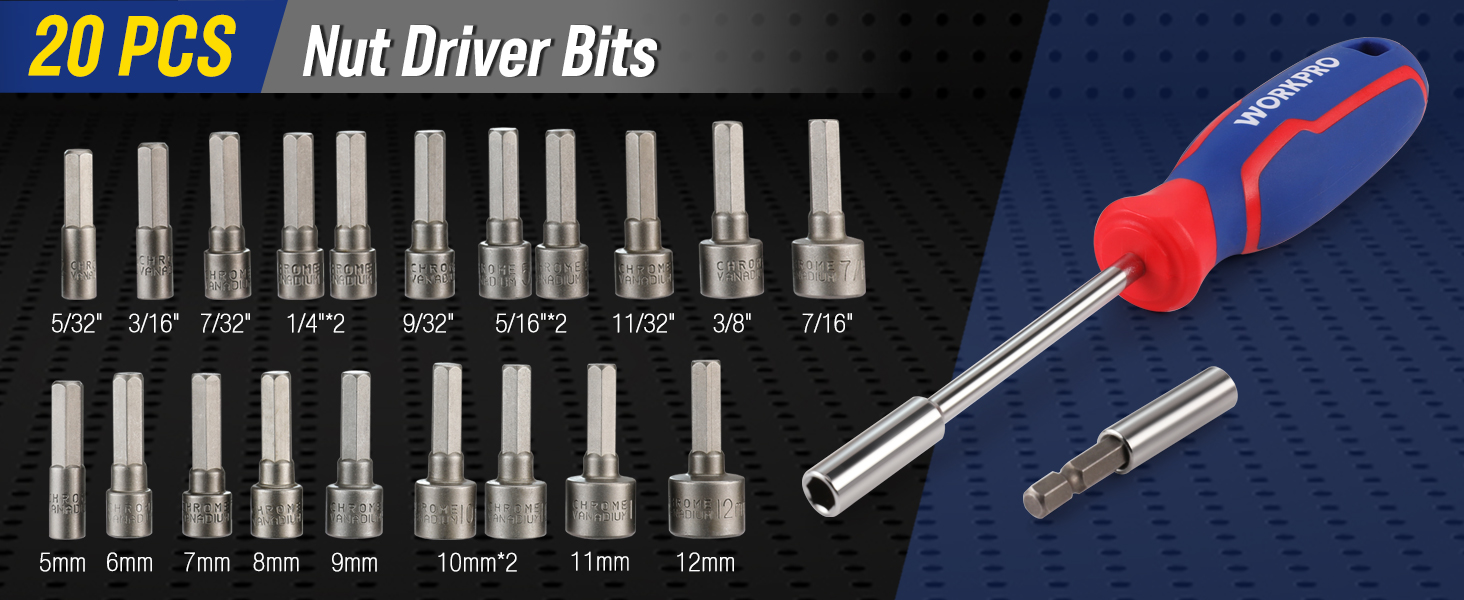 20 pcs nut driver bits