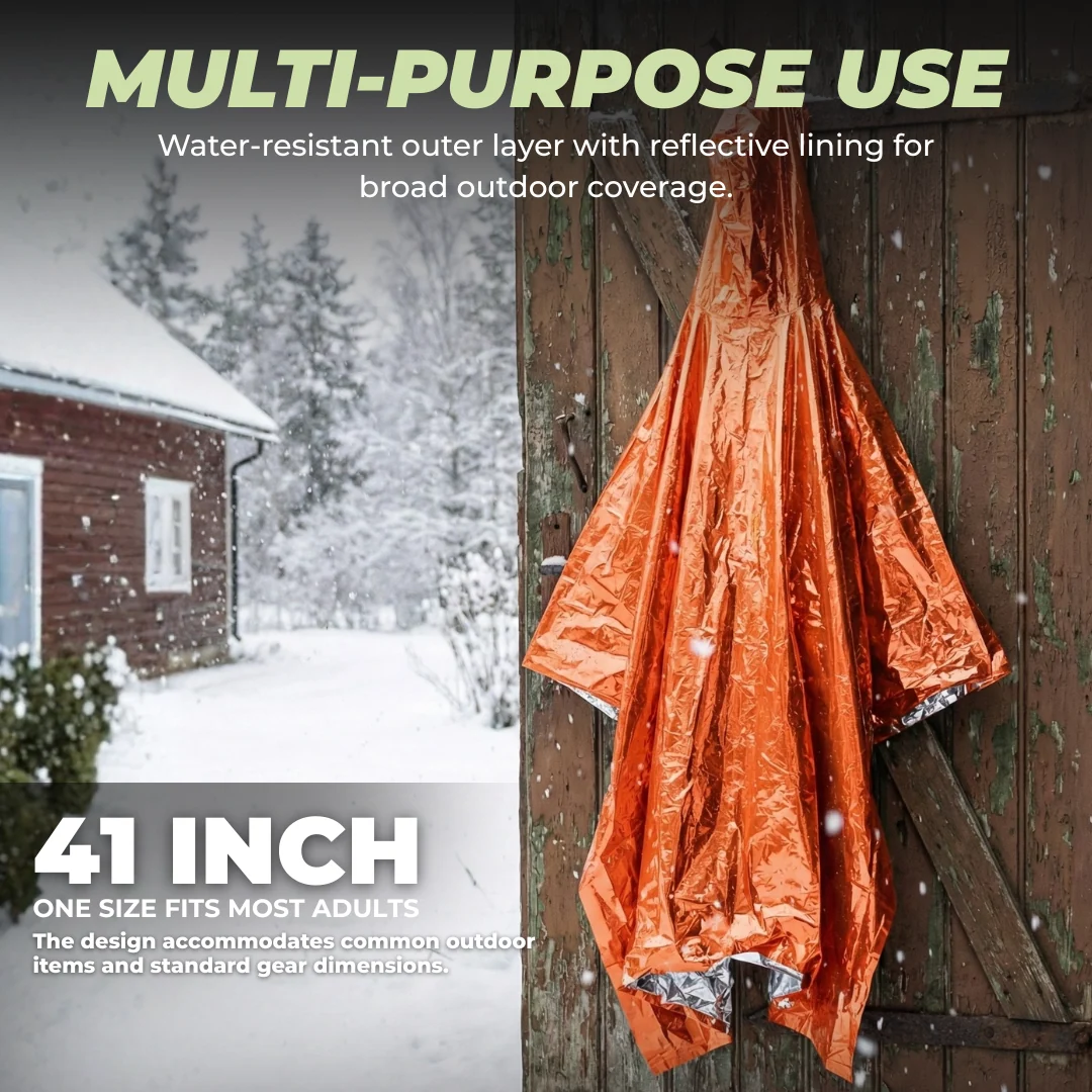 4-Pack Rain Poncho with Reflective Mylar Lining for All Season Use
