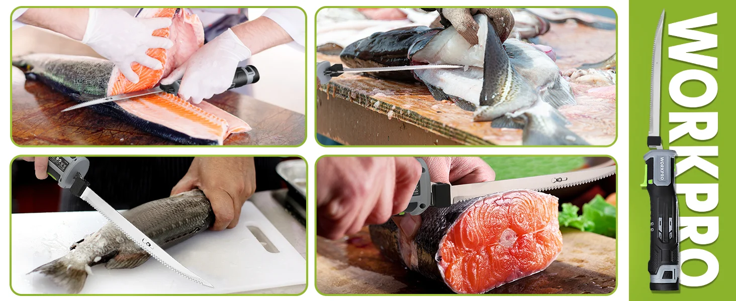 Fish cleaning with a saw and gloves, showing innovation and quality in a high-quality durable tool