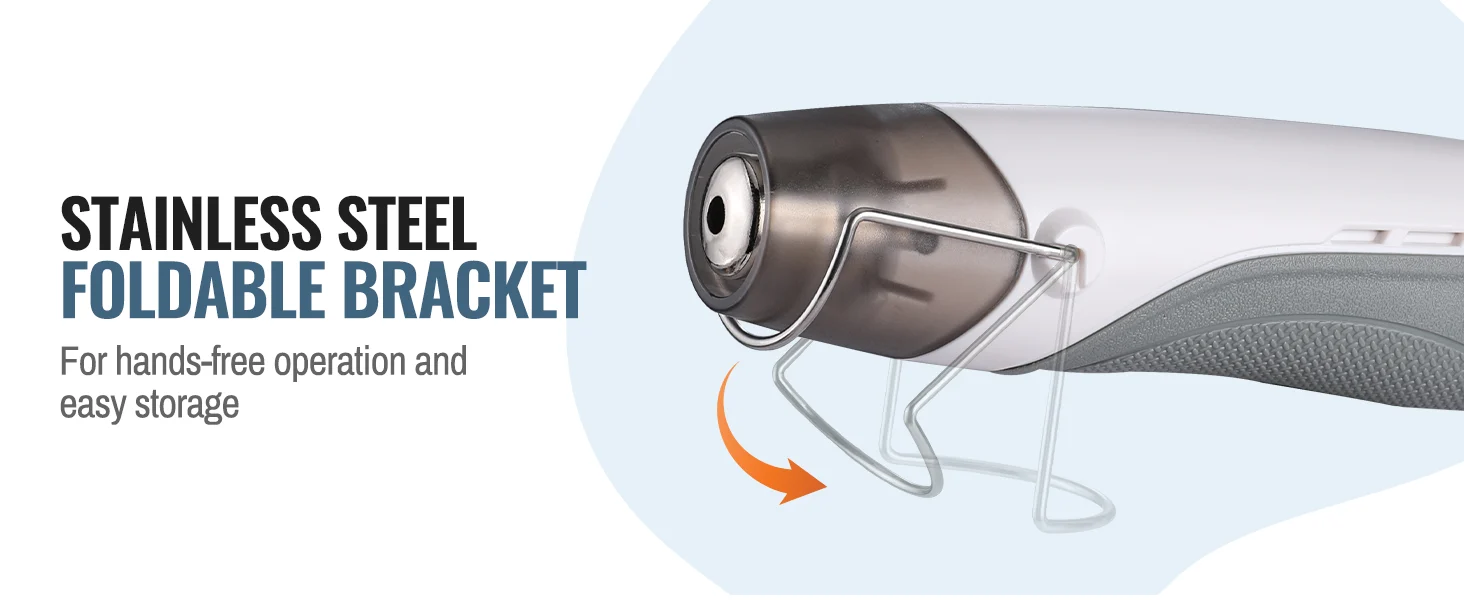 Stainless steel foldable bracket with metal spring clip, showing innovation and secure, durable, convenient storage