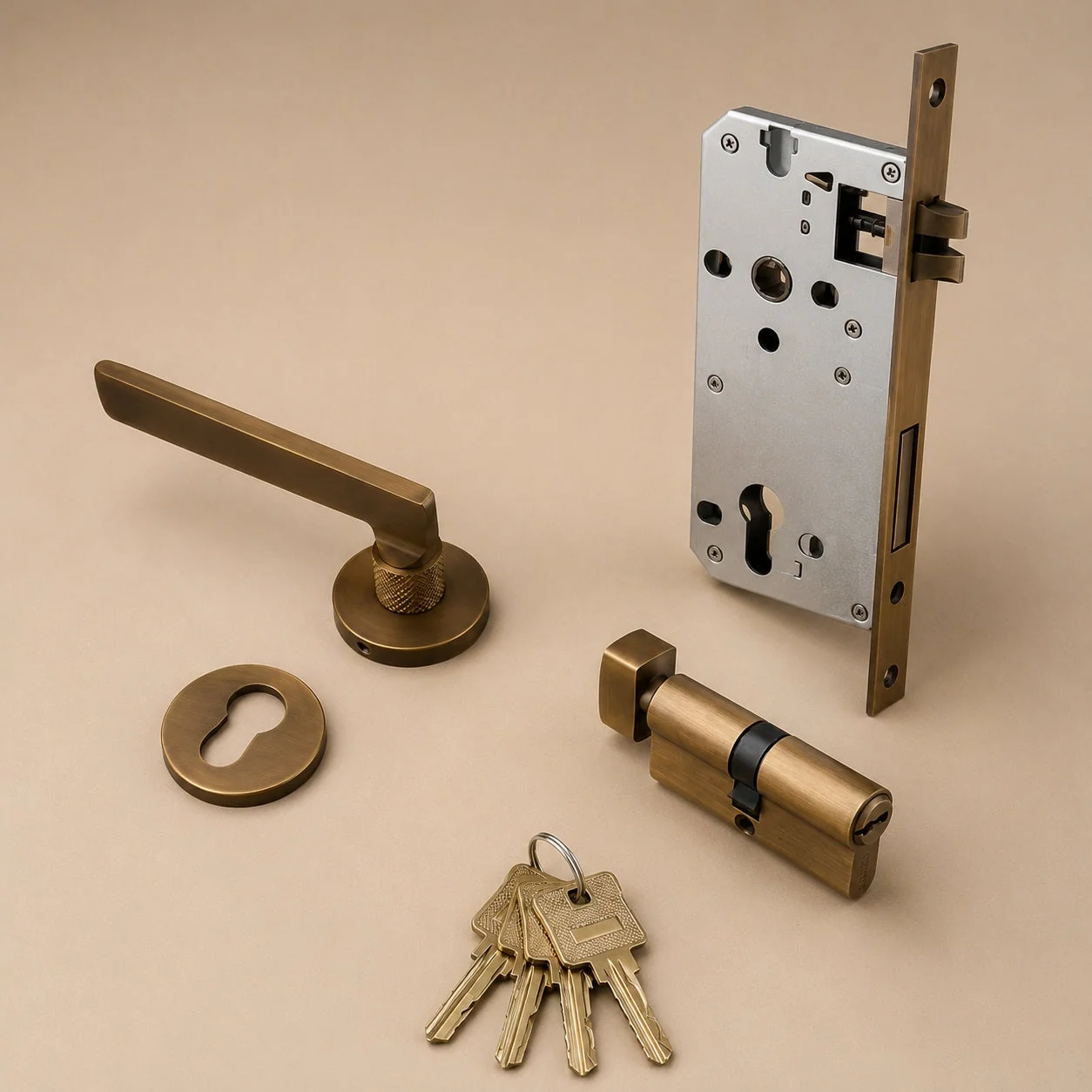 Stylish Ergonomic Brass Door Handle Set in Matte Black Finish - Image 10