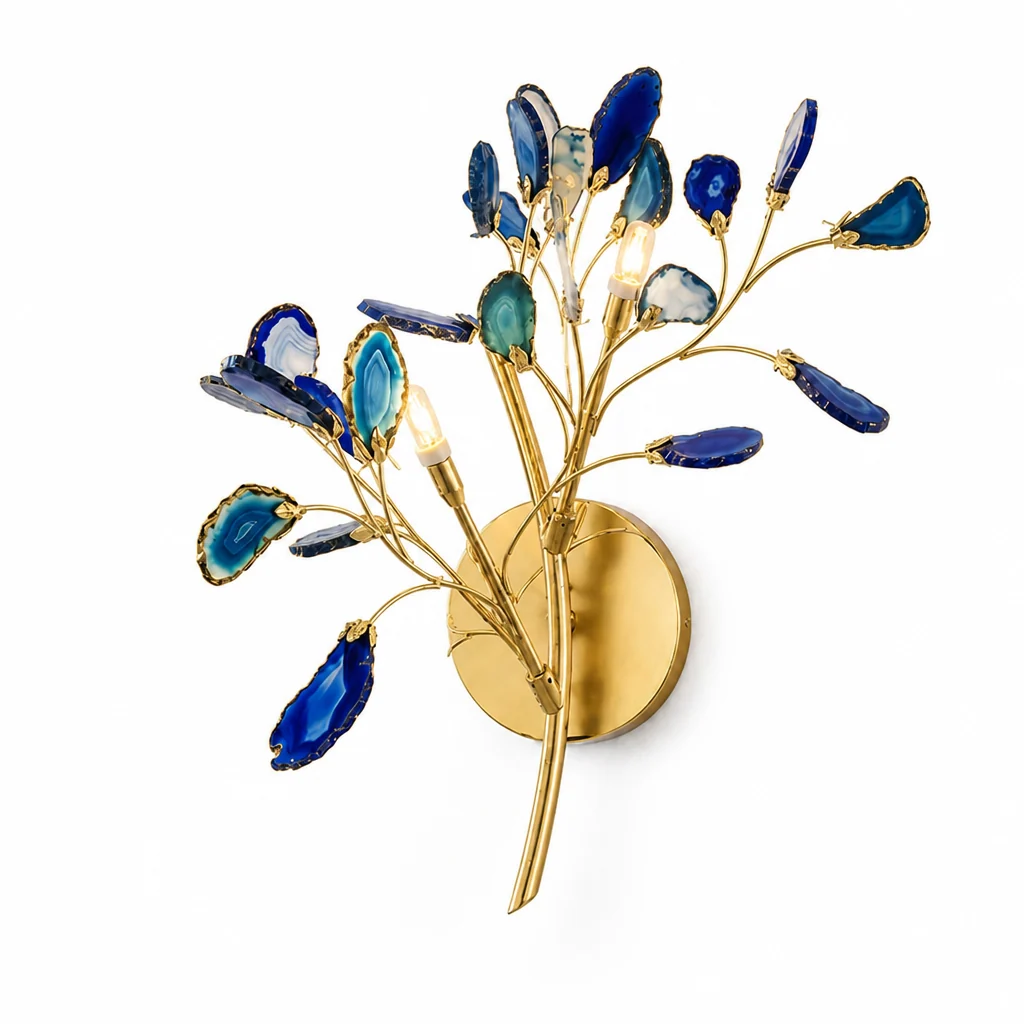 Wall Light Natural Agate Metal Frame Hardwired - Image 6