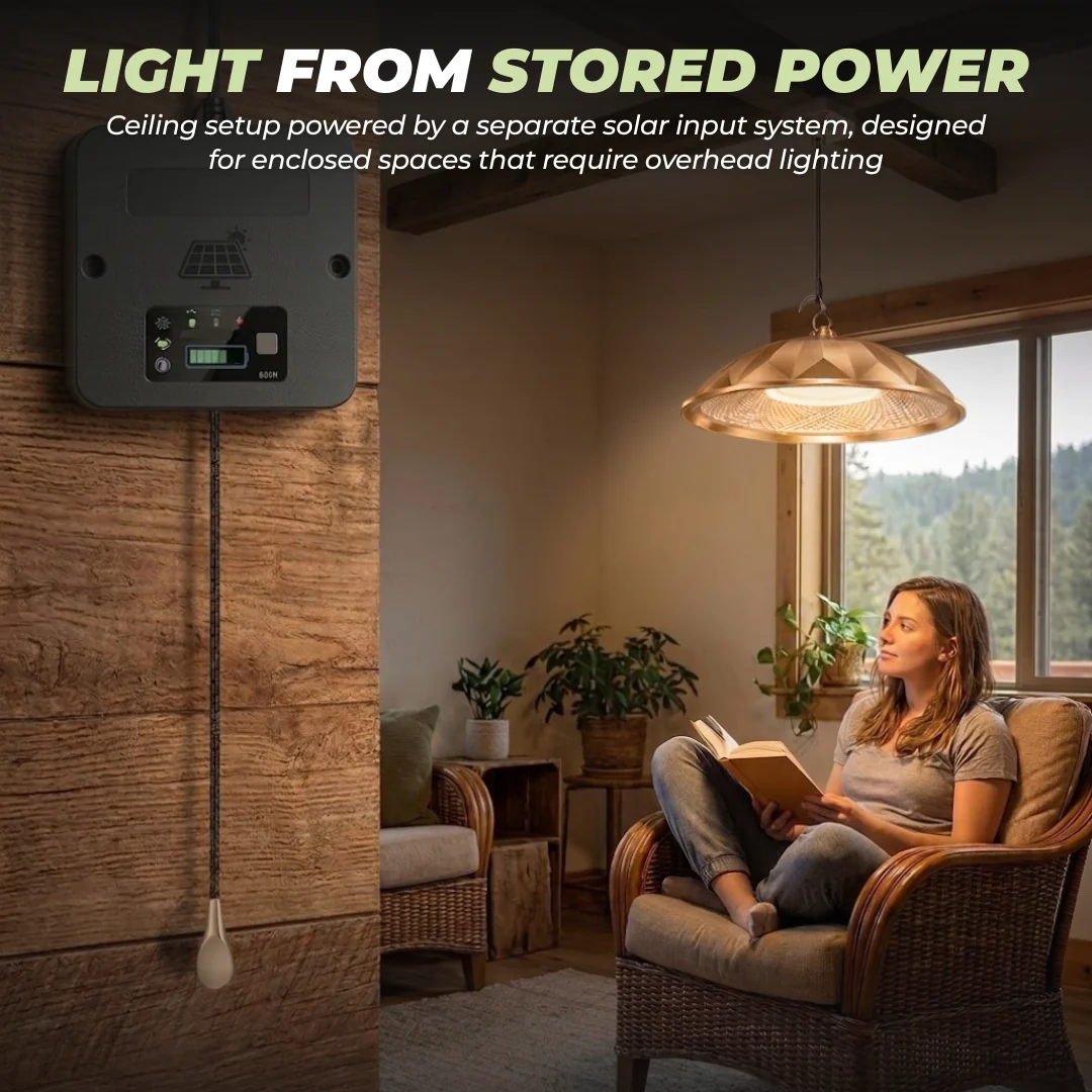 2000LM Solar Pendant Light with Pull String and 3 Lighting Modes