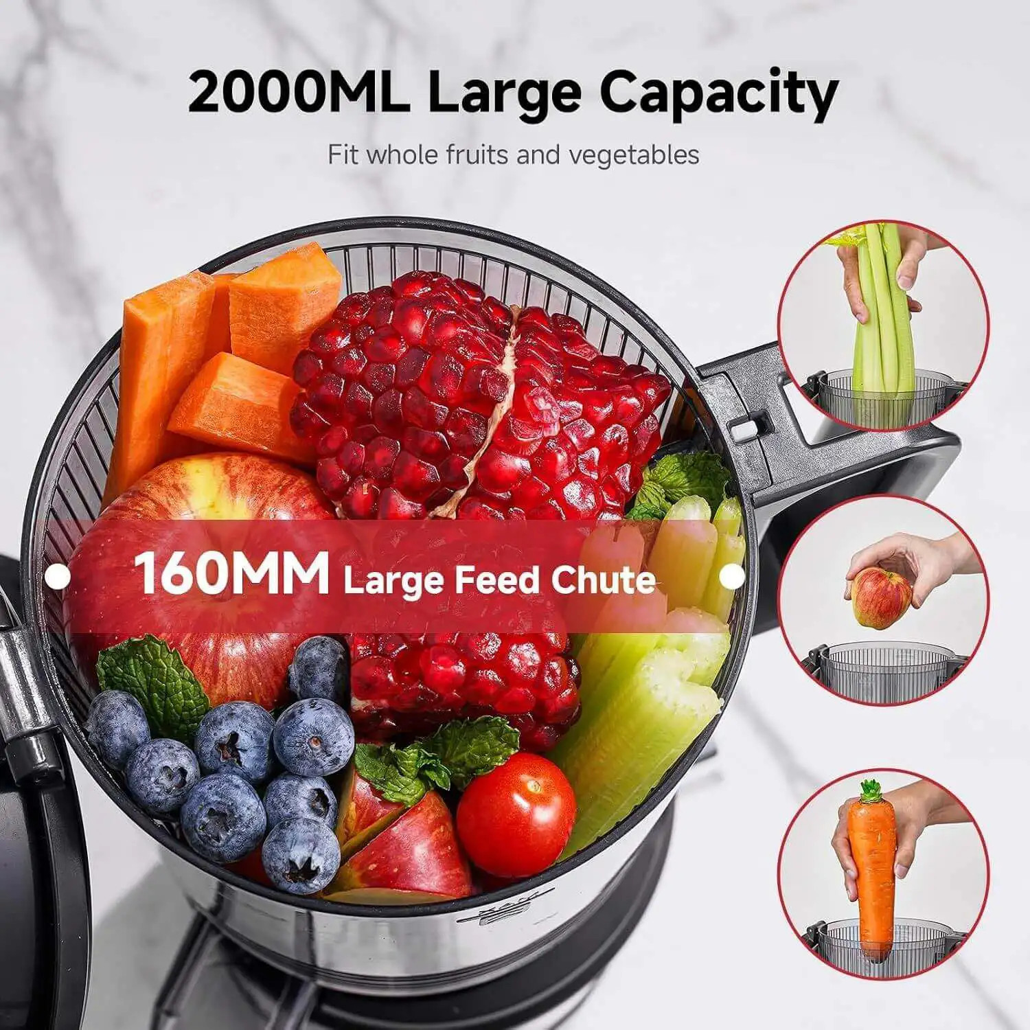 AMZCHEF Cold Press Juicer Machine With 6" Extra-Wide Feed Chute For Family 2