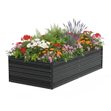 WORKPRO 7.5x4x2ft Outdoor Galvanized Metal Raised Garden Bed, Black