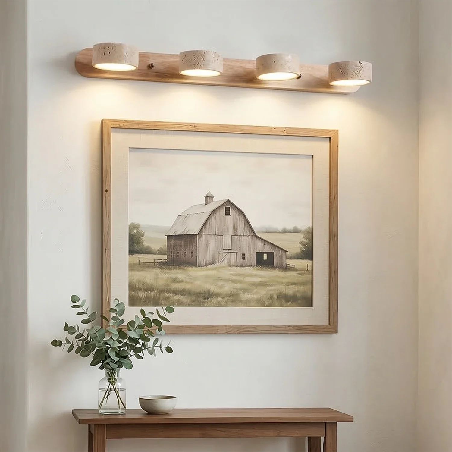 Elegant Adjustable LED Wall Light with Natural Stone Shades - Image 6