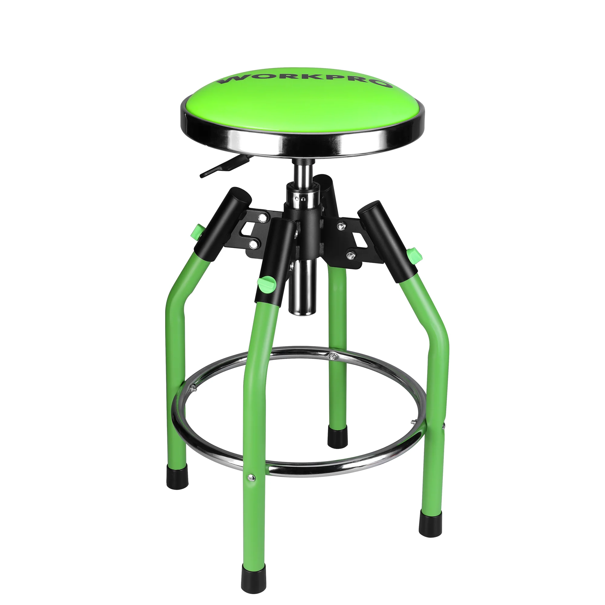 WORKPRO Heavy Duty Adjustable Hydraulic Shop Stool, Green - Image 2