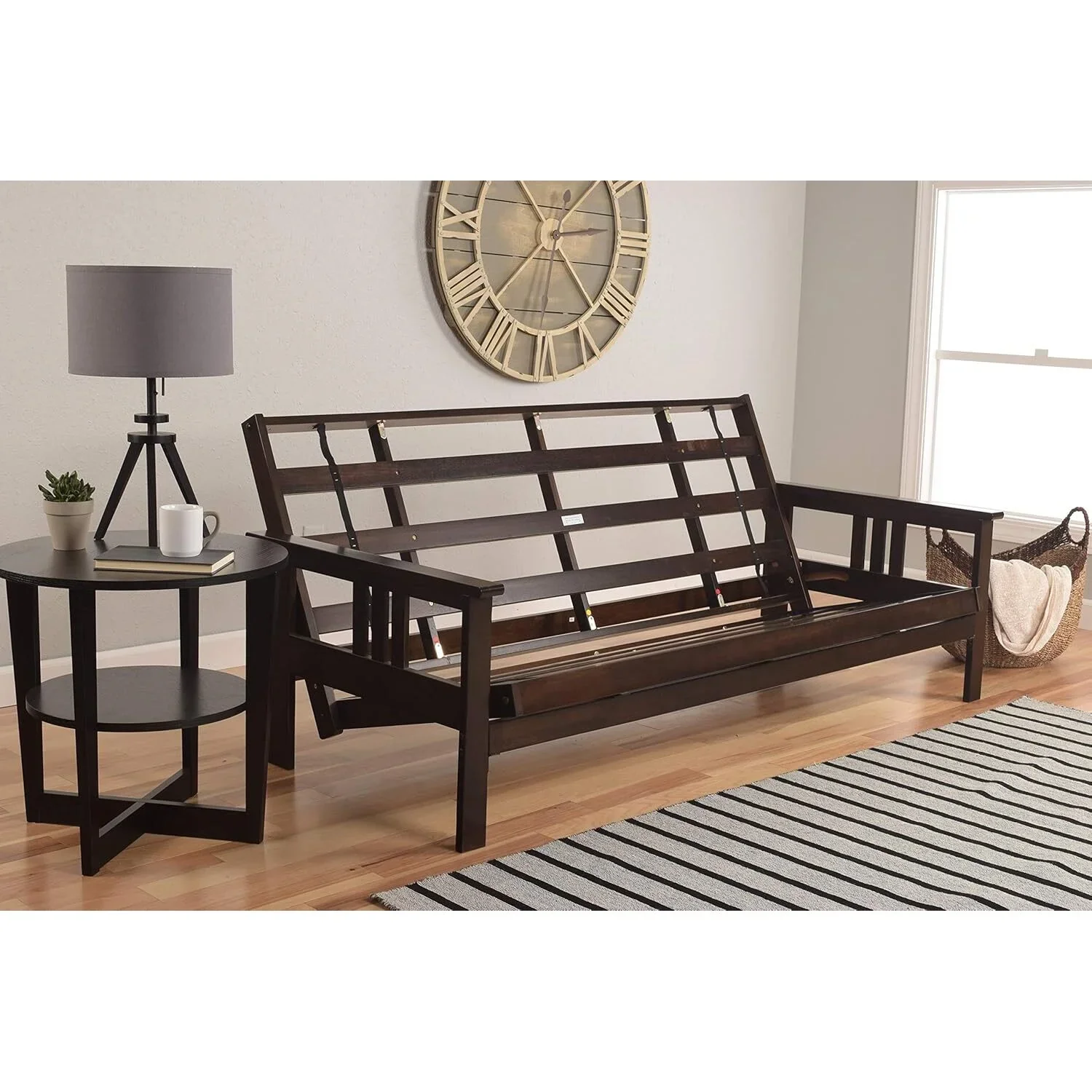 Homestock African Artifacts Full Size Futon Frame Set with Mattress, Easily Converts to Bed, Versatile Design Futon Frame for All Spaces, 33"H x 79"L x 37"D-Color:Linen Charcoal,Size:Barbados - Image 78