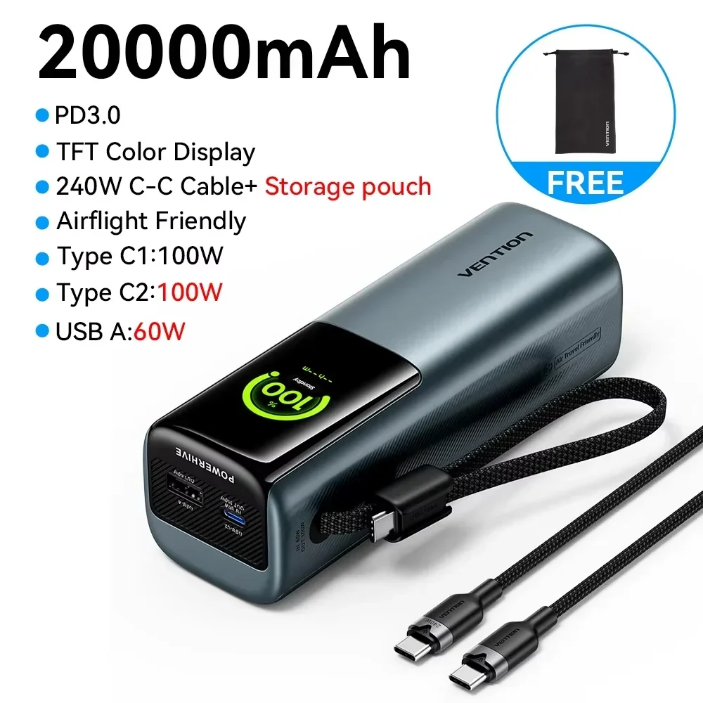 20000mAh Power Bank for Tablets and Smartphones - Portable Charger
