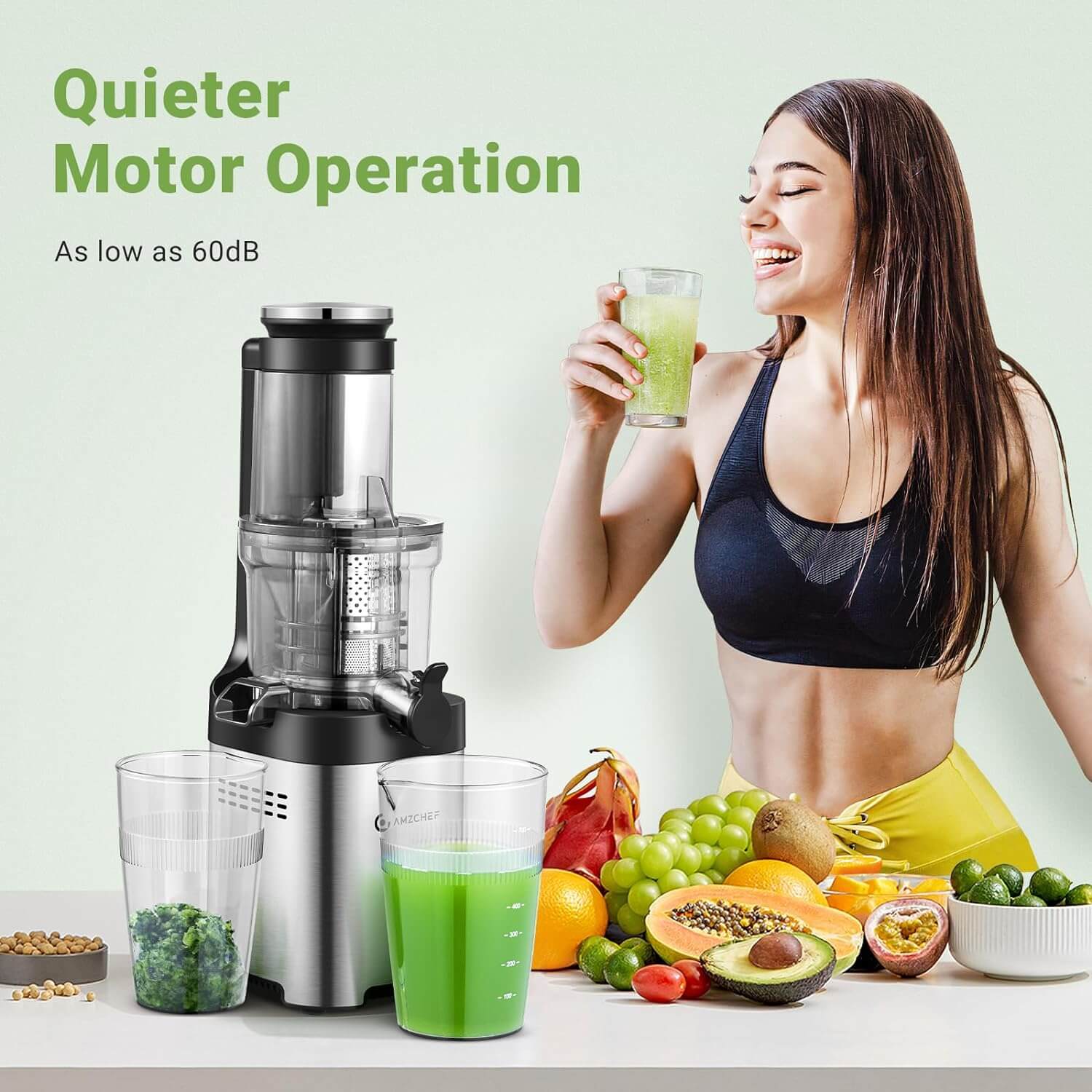 Amzchf Juicer Machine with Large Feed Chute 3.1" for Whole Fruits 2