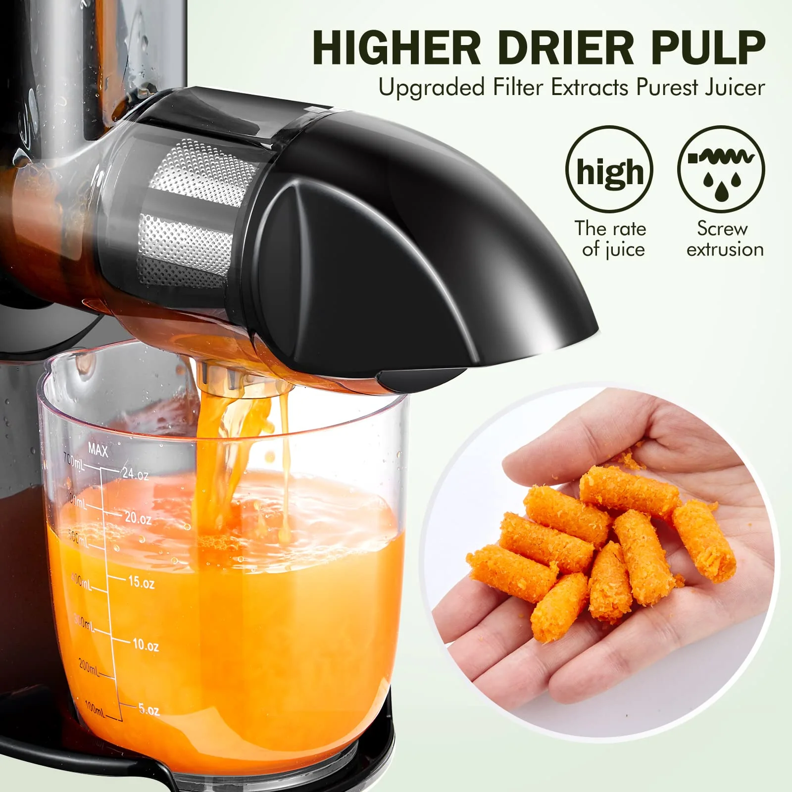 AMZCHEF Slow Juicer Machine ZM1501 Green 3