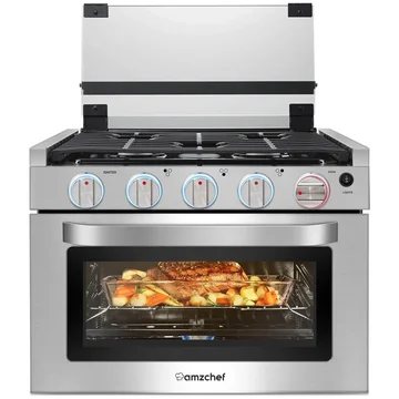 AMZCHEF 2-in-1 Gas Oven Stove with 3 Burners 1.24 Cu.Ft for RV