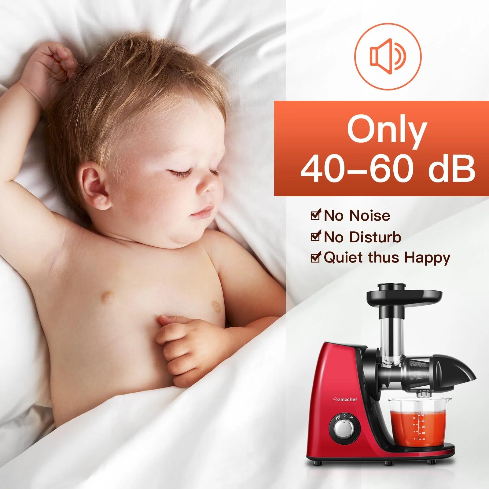 AMZCHEF Slow Juicer JS3005 Red 4