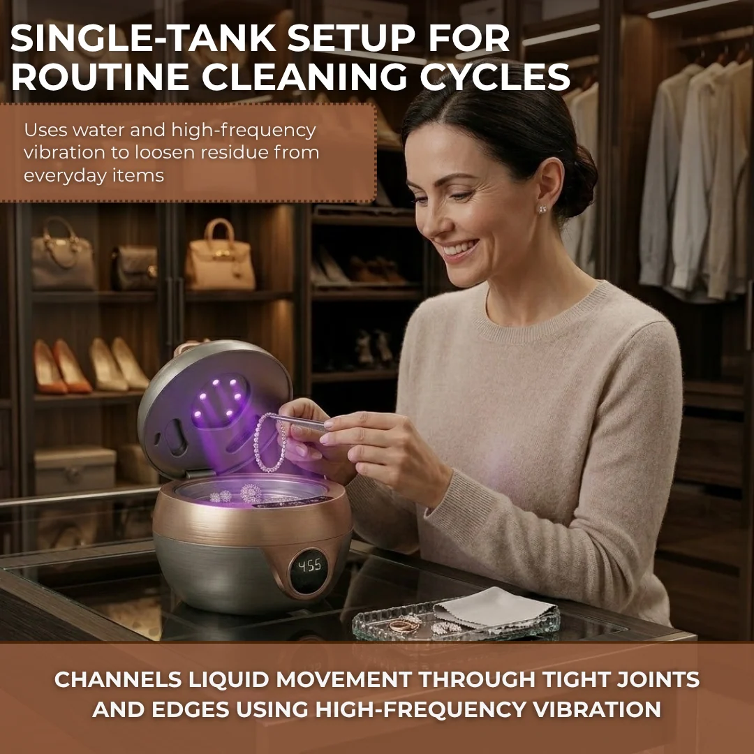 Ultrasonic Jewelry Cleaner with UV Light and 300ml Cleaning Tank