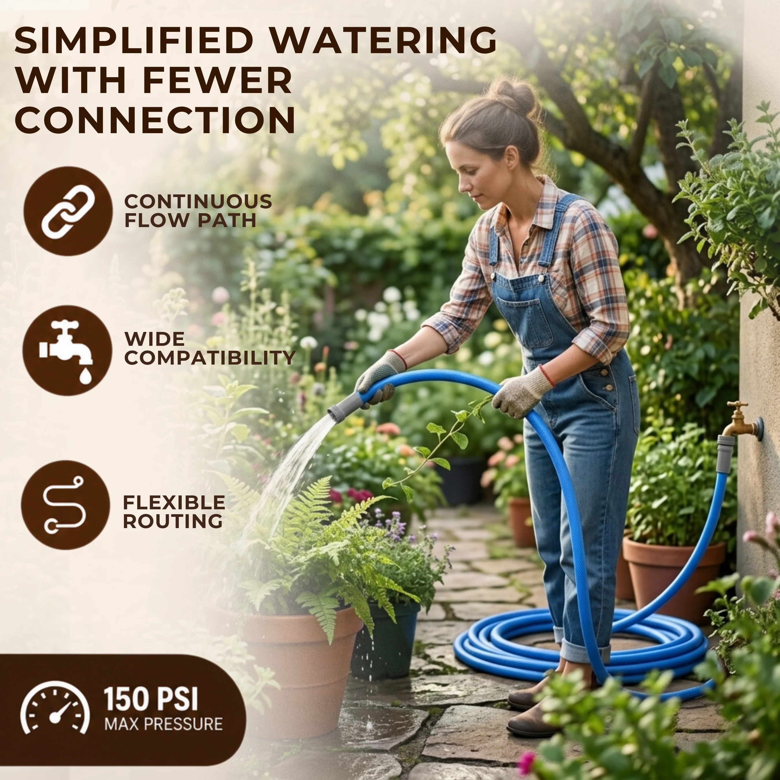 50 ft Hybrid Polymer Water Hose with Aluminum Fittings 150 PSI