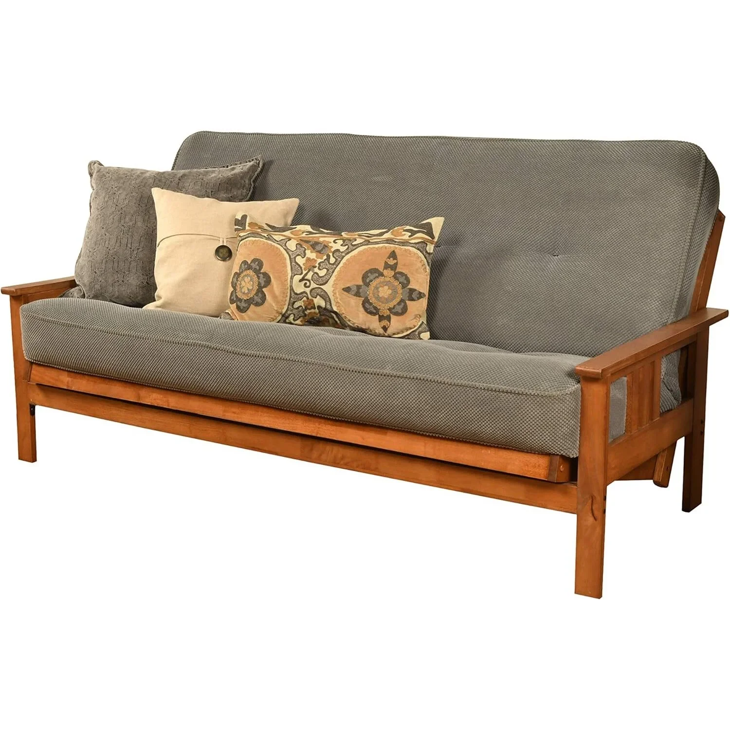Homestock African Artifacts Full Size Futon Frame Set with Mattress, Easily Converts to Bed, Versatile Design Futon Frame for All Spaces, 33"H x 79"L x 37"D-Color:Linen Charcoal,Size:Barbados - Image 121