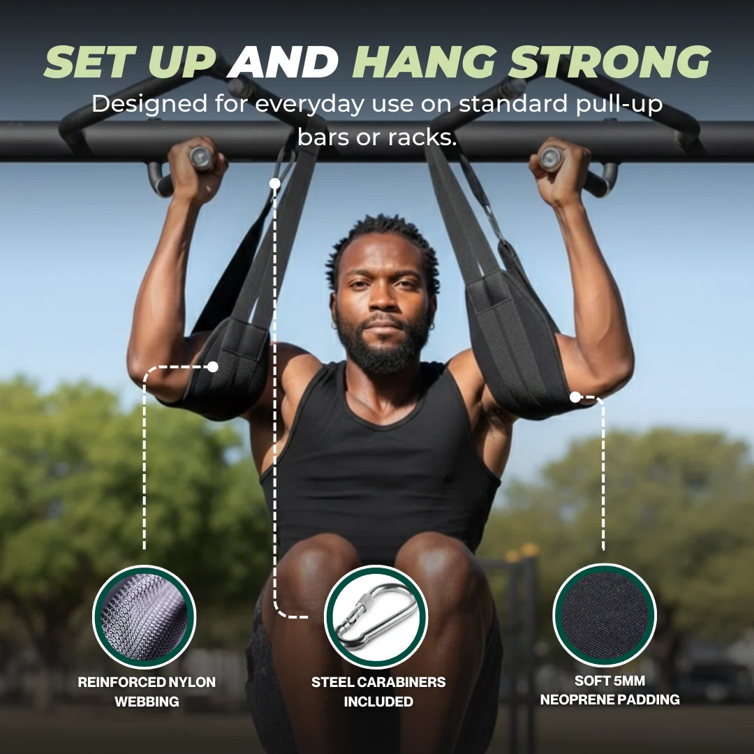 Hanging Ab Straps with Neoprene Padding for Pull-Up Bars Gym