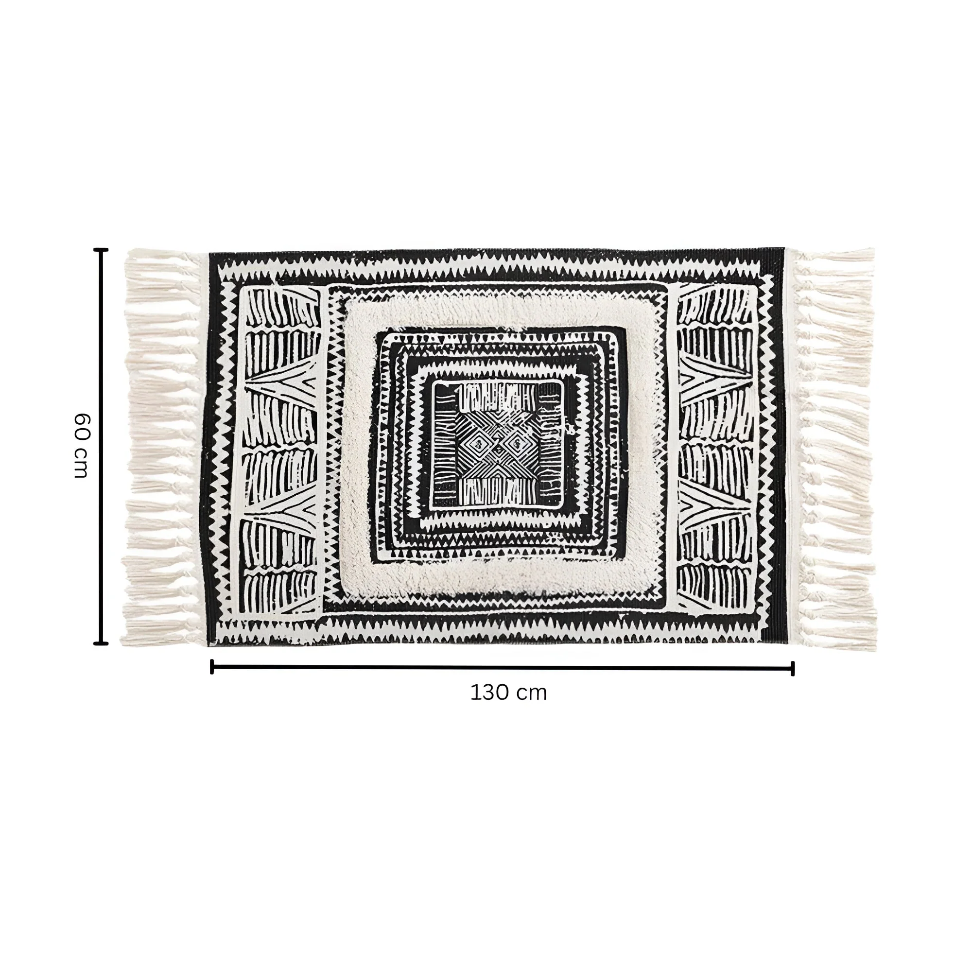 Floor Mat Microfiber Blend Machine Washable Geometric Tassels - Image 4