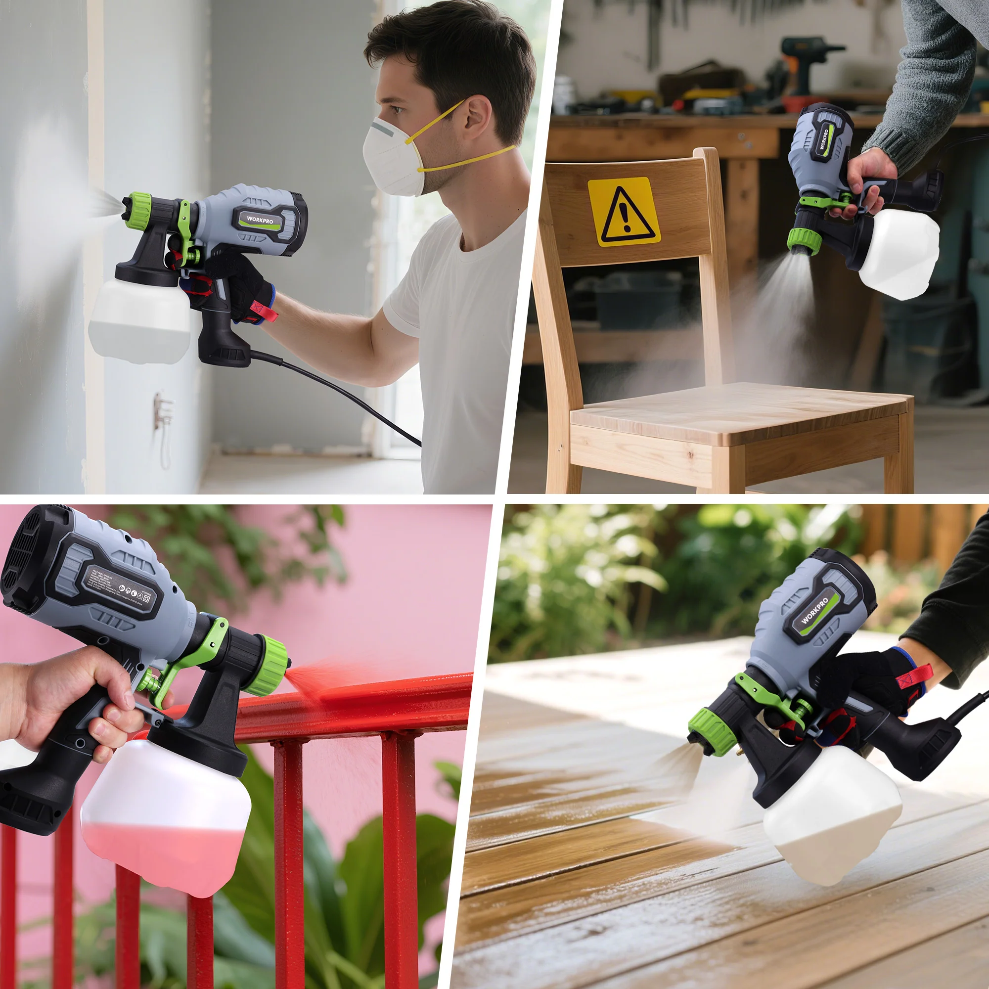 WORKPRO 600W HVLP Paint Sprayer with 4 Nozzles, 3 Spray Patterns & Adjustable Flow - Image 11