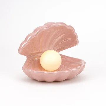 Table Lamp Ceramic Shell Cordless Removable Pearl Light