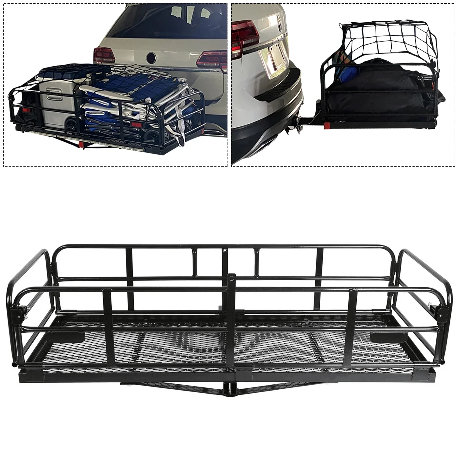 Kojem 500 Lbs Hitch Mount Cargo Carrier 60" x 24" x 14" Folding Cargo Rack Rear Luggage Basket Fits 2" Receiver for Car SUV Camping Traveling - Image 7