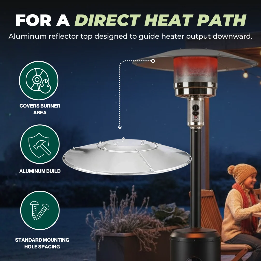 Patio Heater Reflector Shield Replacement 33in Aluminum Heat Cover
