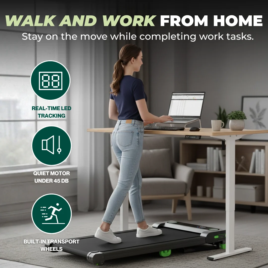 Compact Walking Pad Treadmill with Manual Incline and LED Display