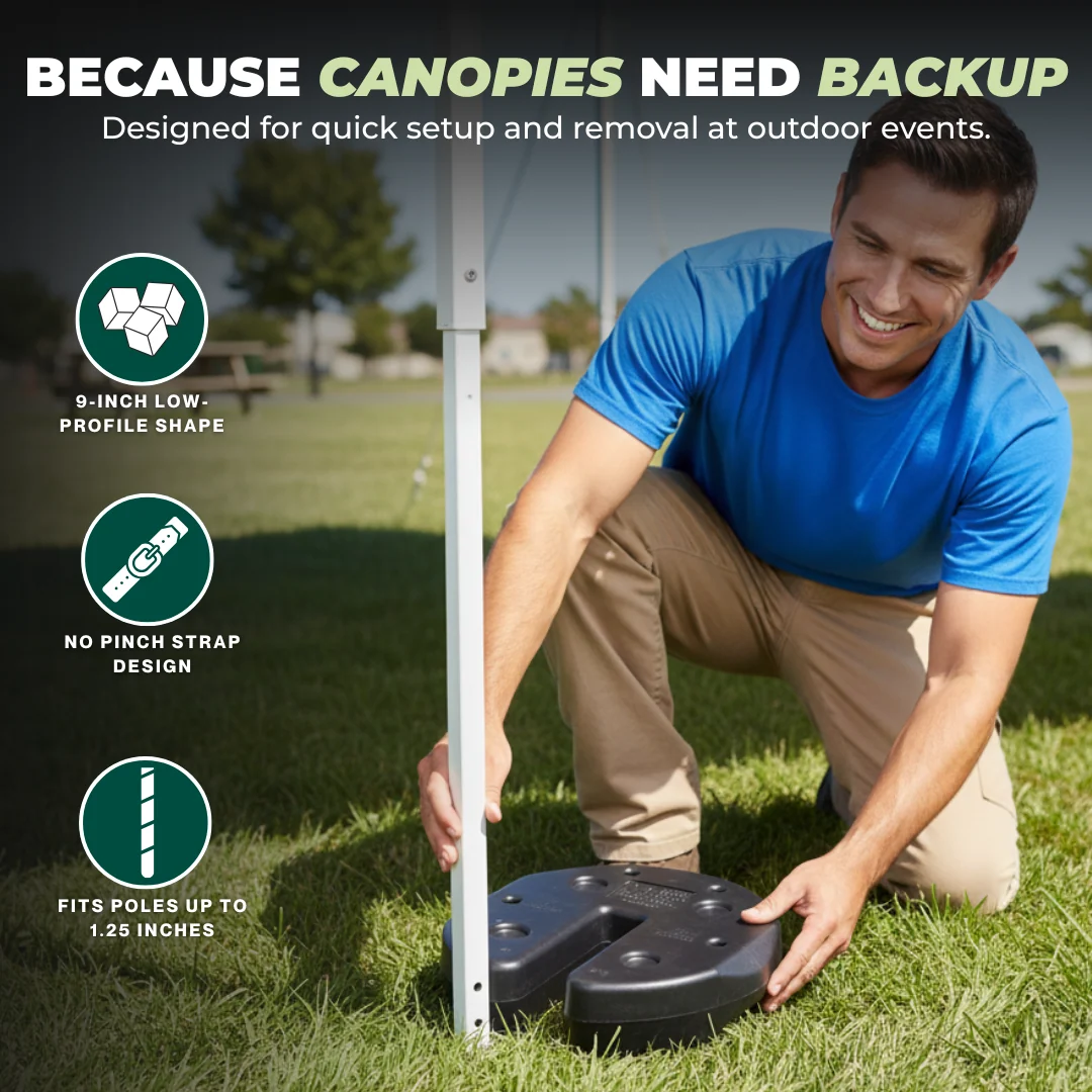 Canopy Weight Set with No Pinch Strap for Steady Ground Setup