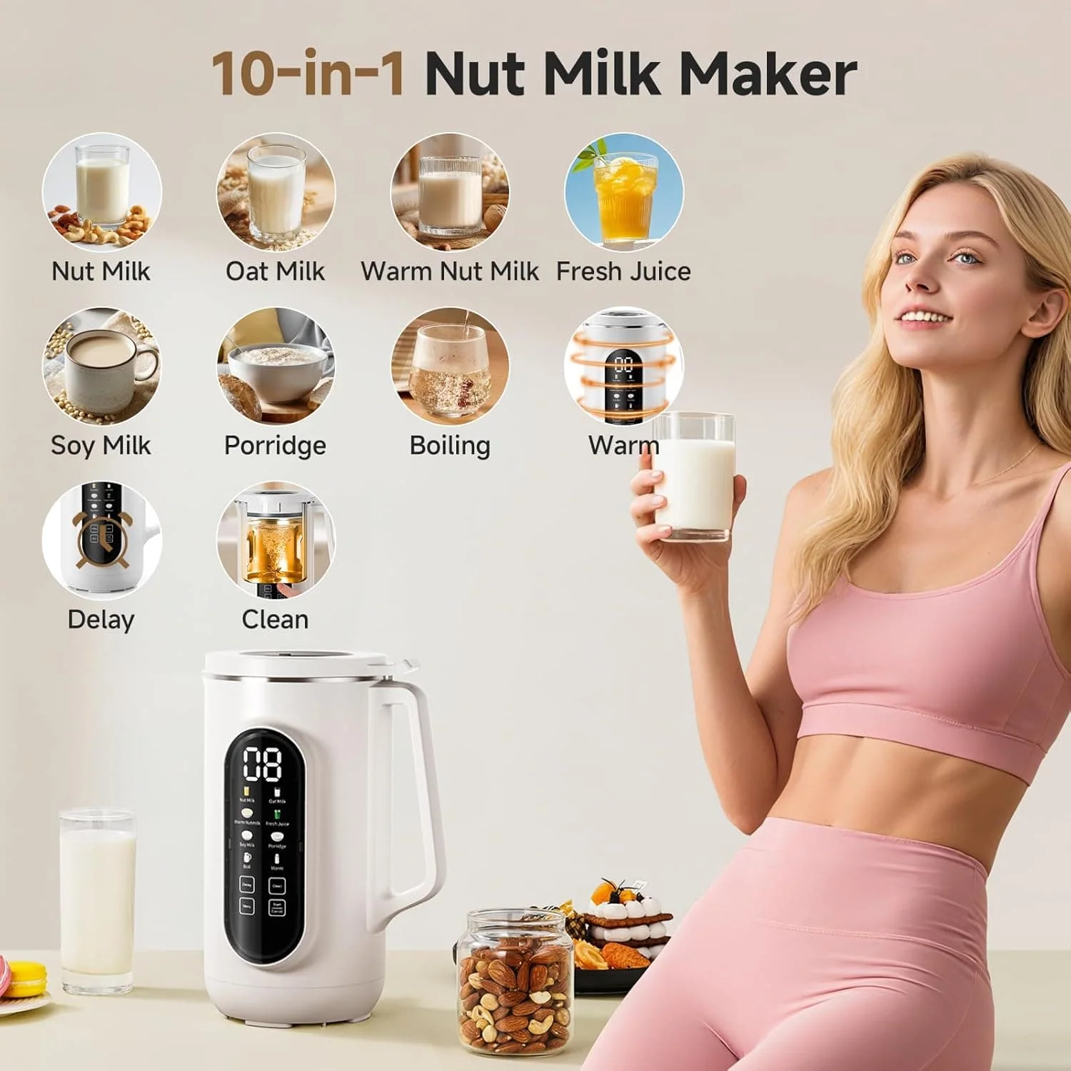 AMZCHEF 40oz Nut Milk Maker Machine 10 in 1 Milti-Functions 4