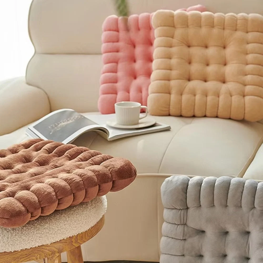 Seat & Back Cushion Plush Biscuit Shape Supportive Foam