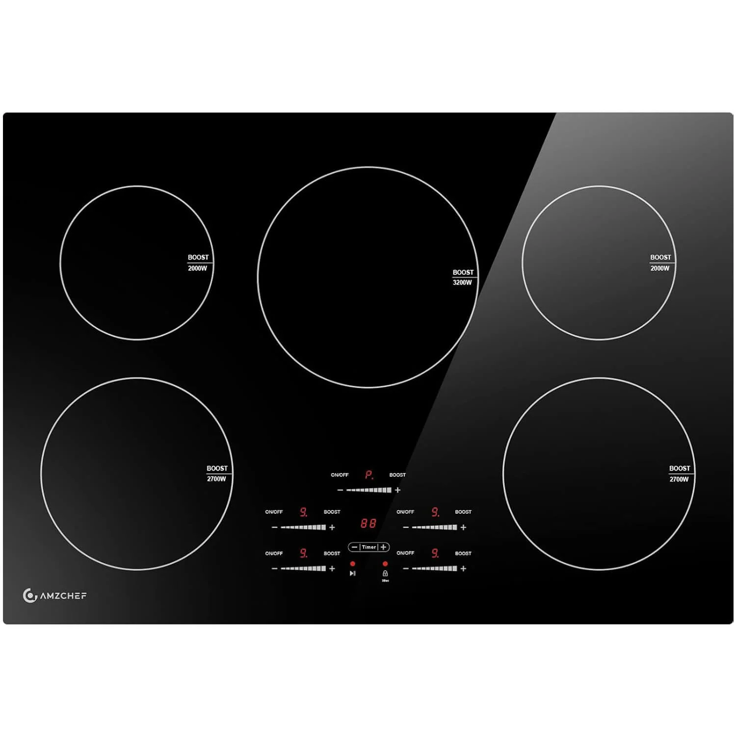 AMZCHEF Induction Cooktop with 5 BOOST Burners 30 Inch 10600W 1