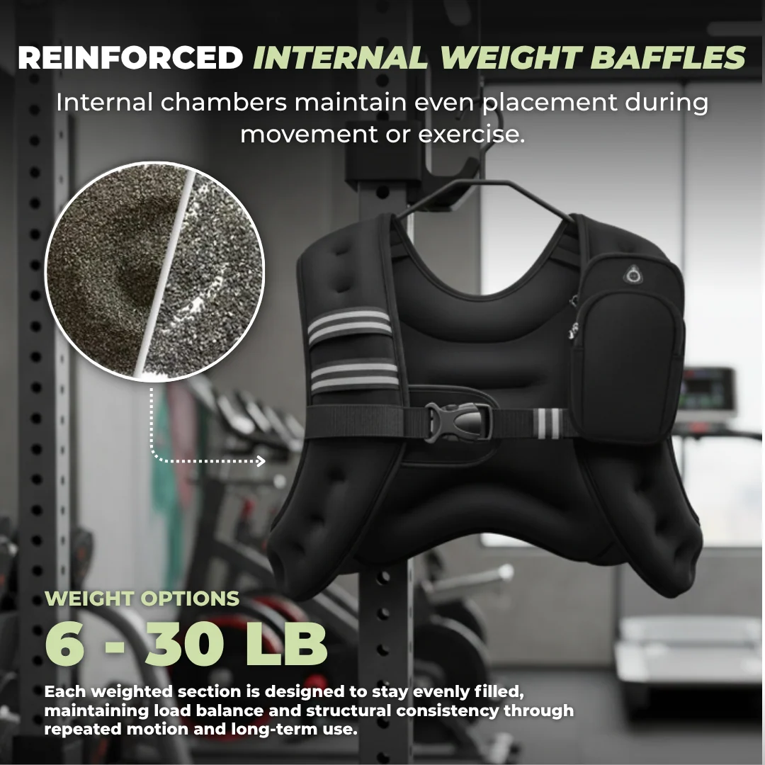 Neoprene Weighted Vest with Reflective Straps and Storage Pockets