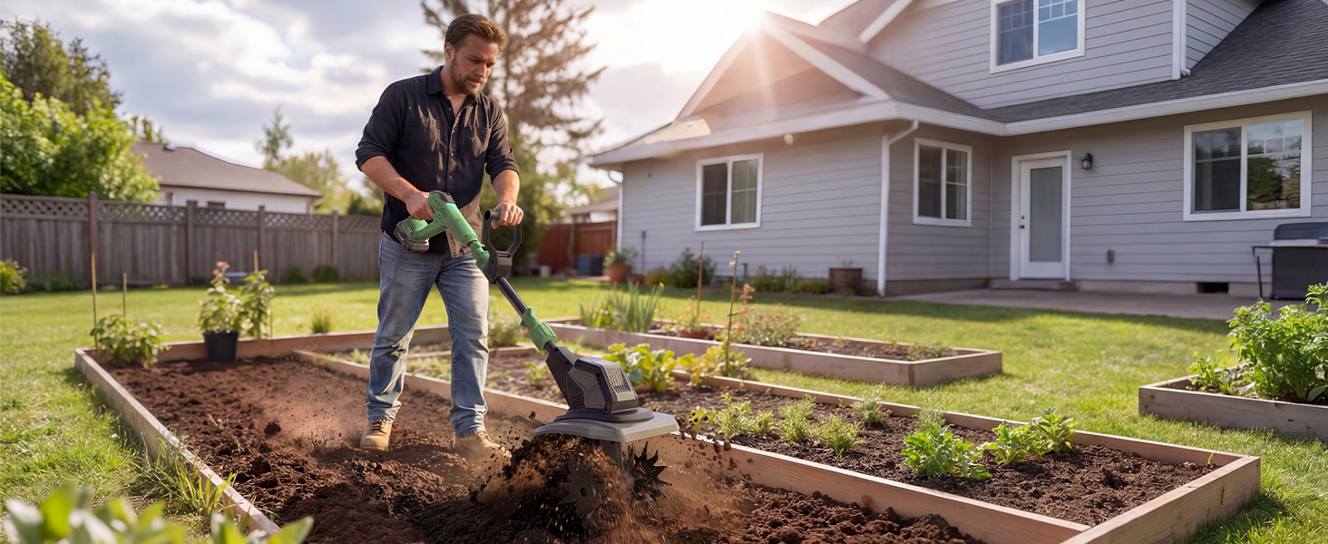 20V Cordless Tiller Cultivator