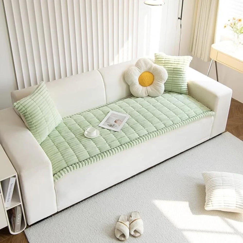 Sofa Cover Plush Flannel Anti-Slip Backing Machine Washable - Image 9