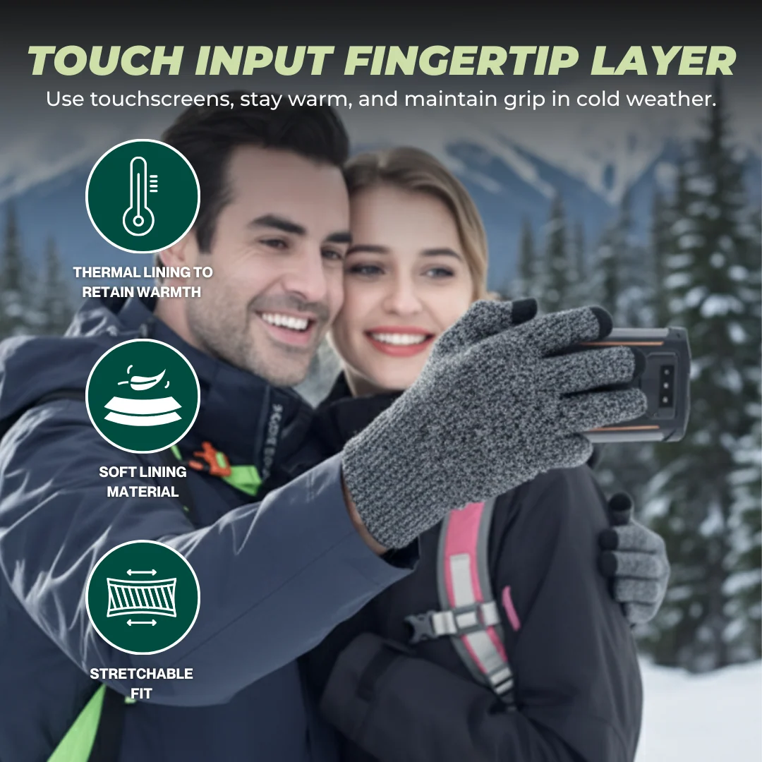 Unisex Touchscreen Knit Gloves with Silicone Grip and Soft Lining