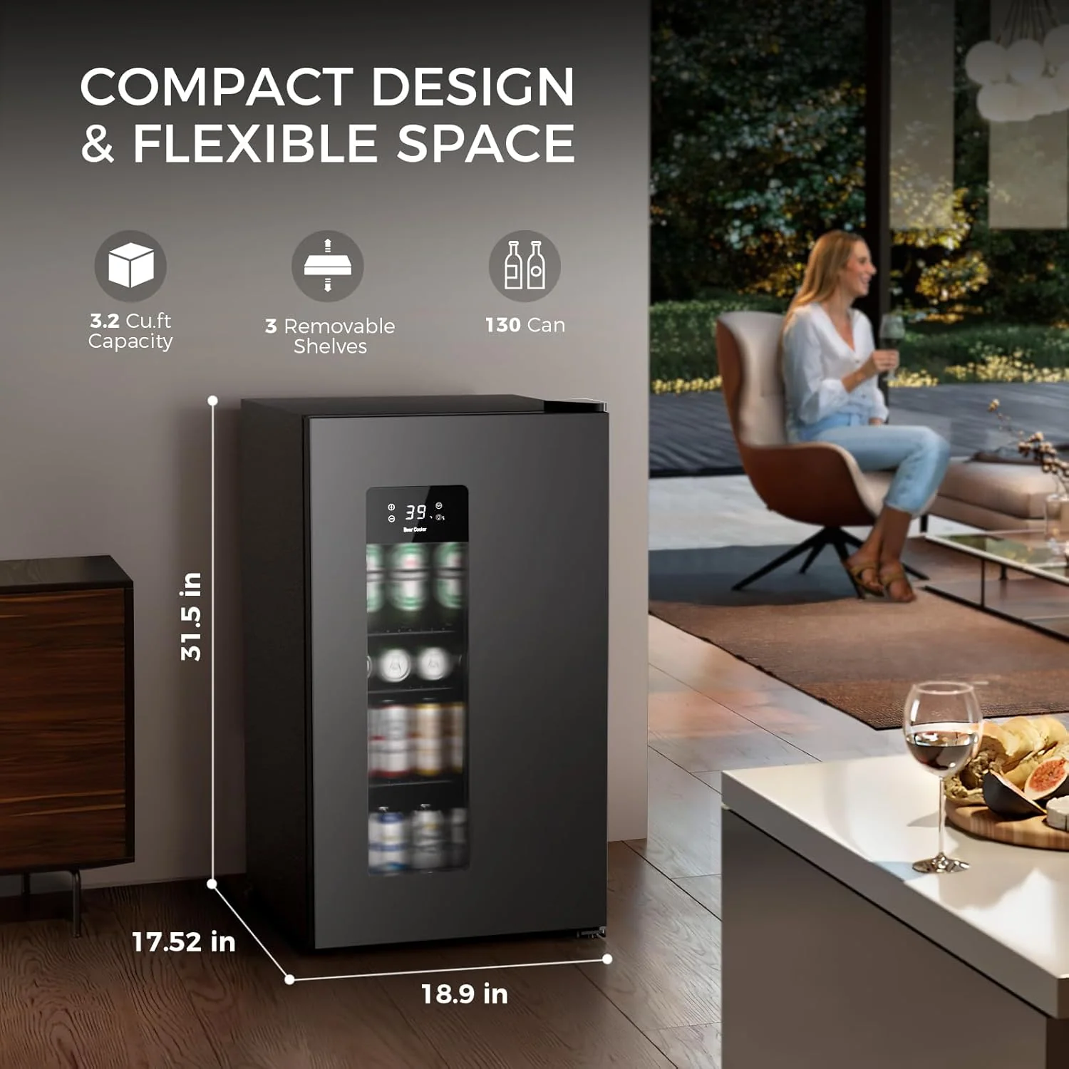 Kismile 3.2 Cu.Ft Beer Fridge WC5890 - Image 2